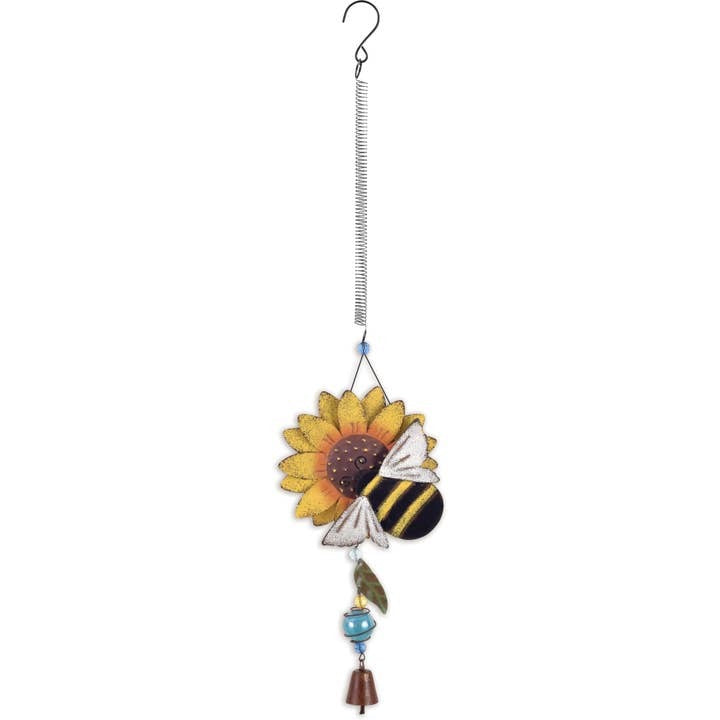 Sunflower and Bee Hand Painted Metal Mobile Bouncy